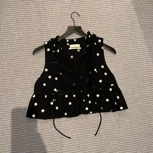 Urban Outfitters printed crop top with black lace and ties, size SMALL !!! - Picture 1 of 3